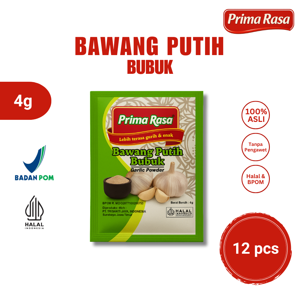 

Bawang Putih Bubuk 12 pcs | Bawang Putih Bubuk Primarasa 4g (RENCENGAN)