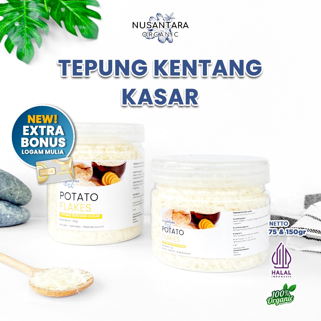 

Nusantara Organic Potato Flakes Serpih Kentang Kasar Organik Mashed Alami Murni Tanpa Tambahan