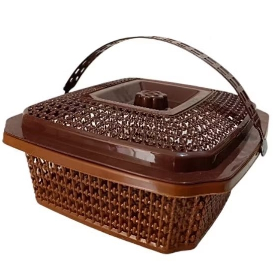 Wakul Berkat / Wakul Tutup Segi / Wakul Plastik Tutup Segi warna Coklat