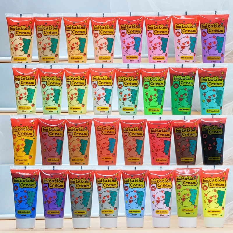 

ER 32 warna Lem Deco Cream DIY Mini size 50ml Resin Clay Gratis Spuit