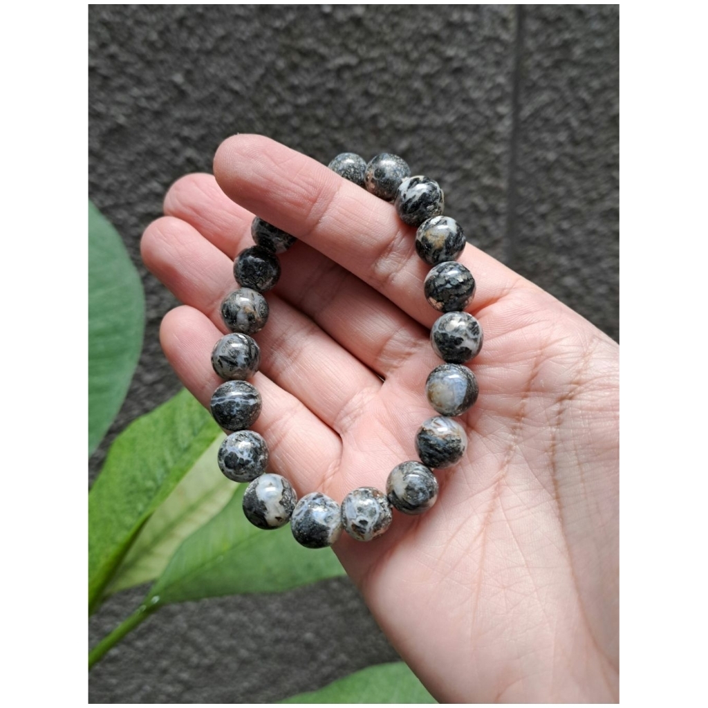 Pyrite in Agate Bracelet - Gelang Batu Alam Asli Feng shui