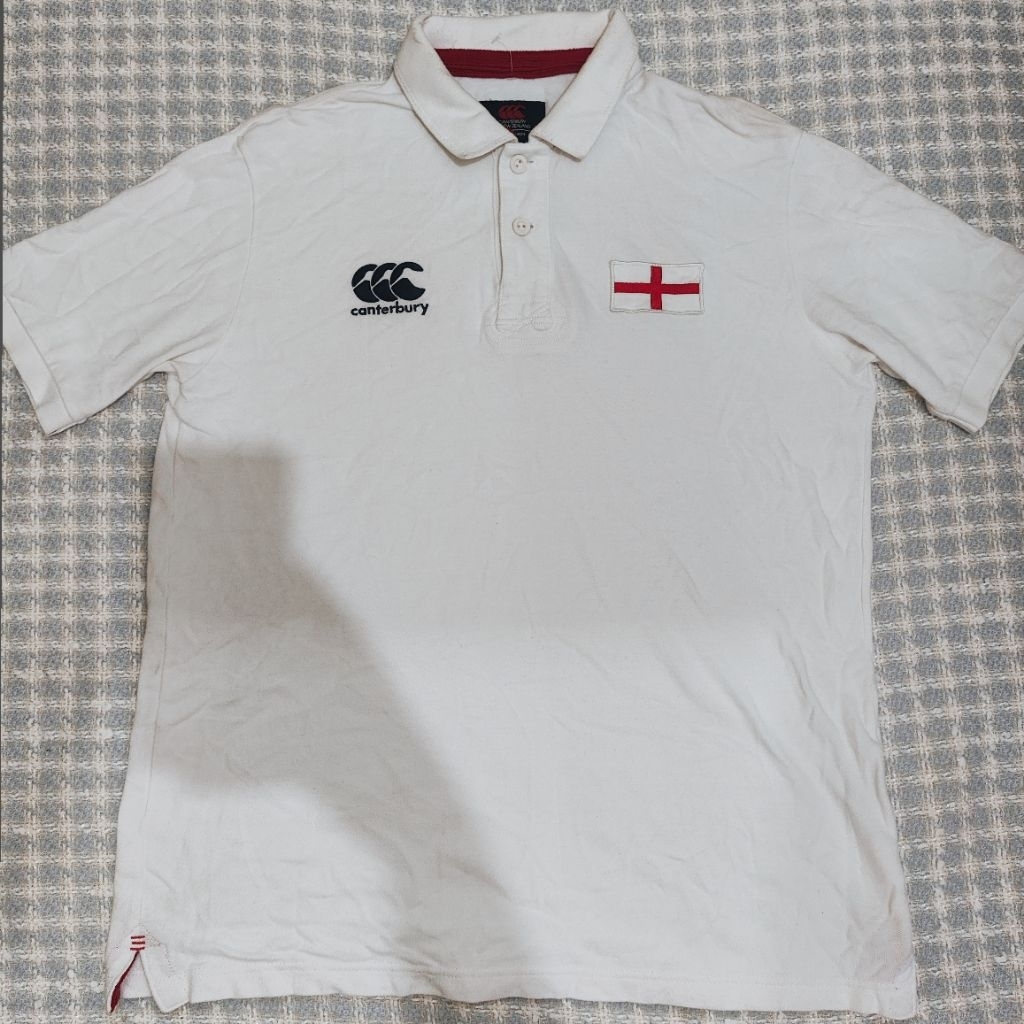 kaos polo canterbury england putih rugby size L