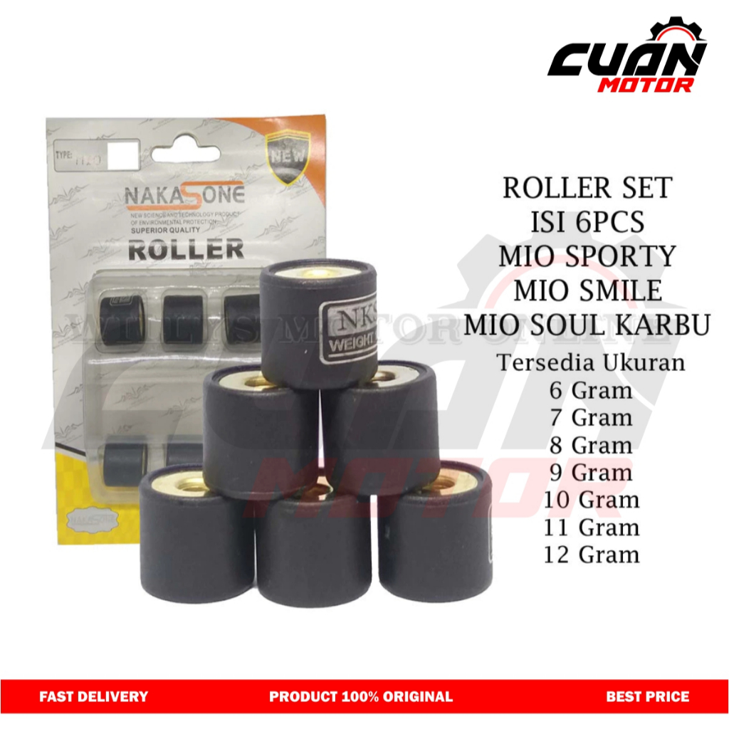 ROLLER / LOLER MOTOR MIO SPORTY MIO SMILE MIO J 6 7 8 9 10 11 GRAM SET ISI 6PCS NAKASONE