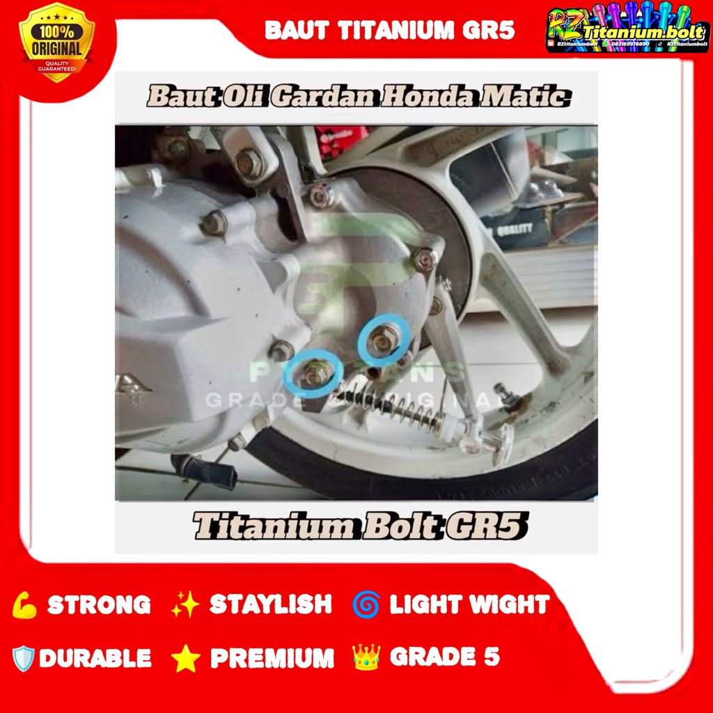 Baut Titanium Krengkes Oli gardan HONDA ALL beat scopy scoopy Baut krengkes oli gardan Titanium baut