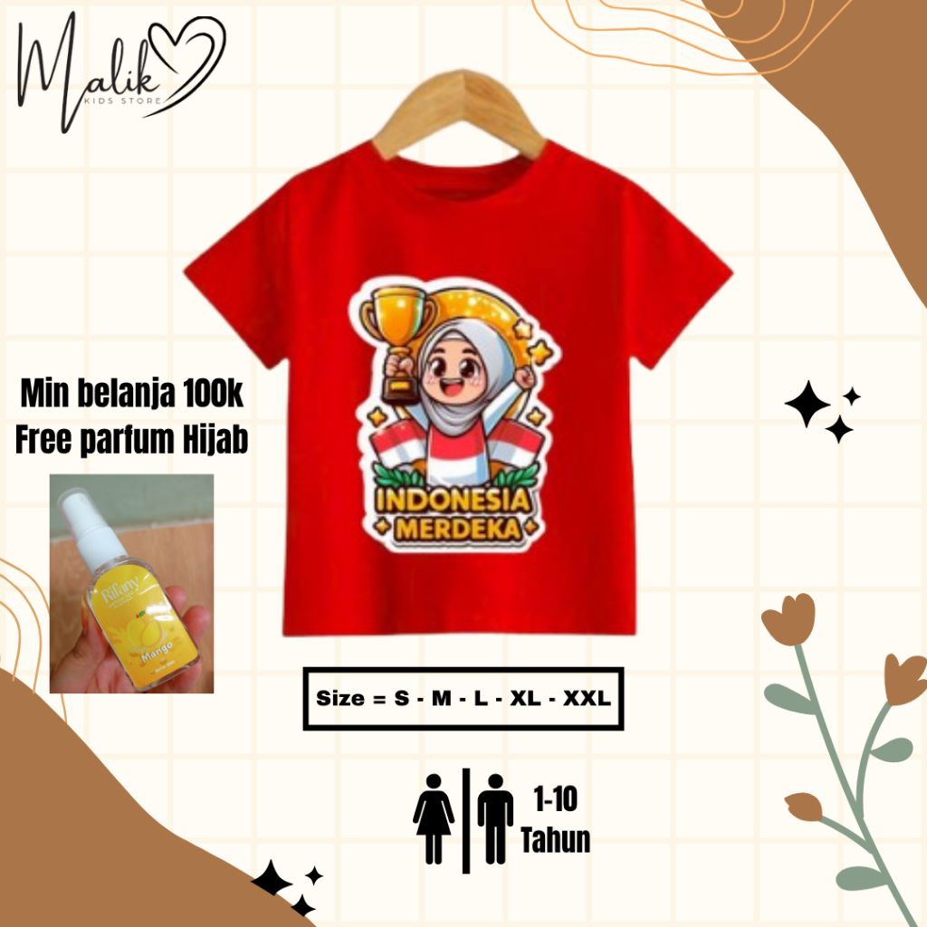 ( Beli 5 free parfum hijab )Kaos Anak Laki-laki / perempuan motif 17 AGUSTUS Usia 1 - 10 Tahun | Baj