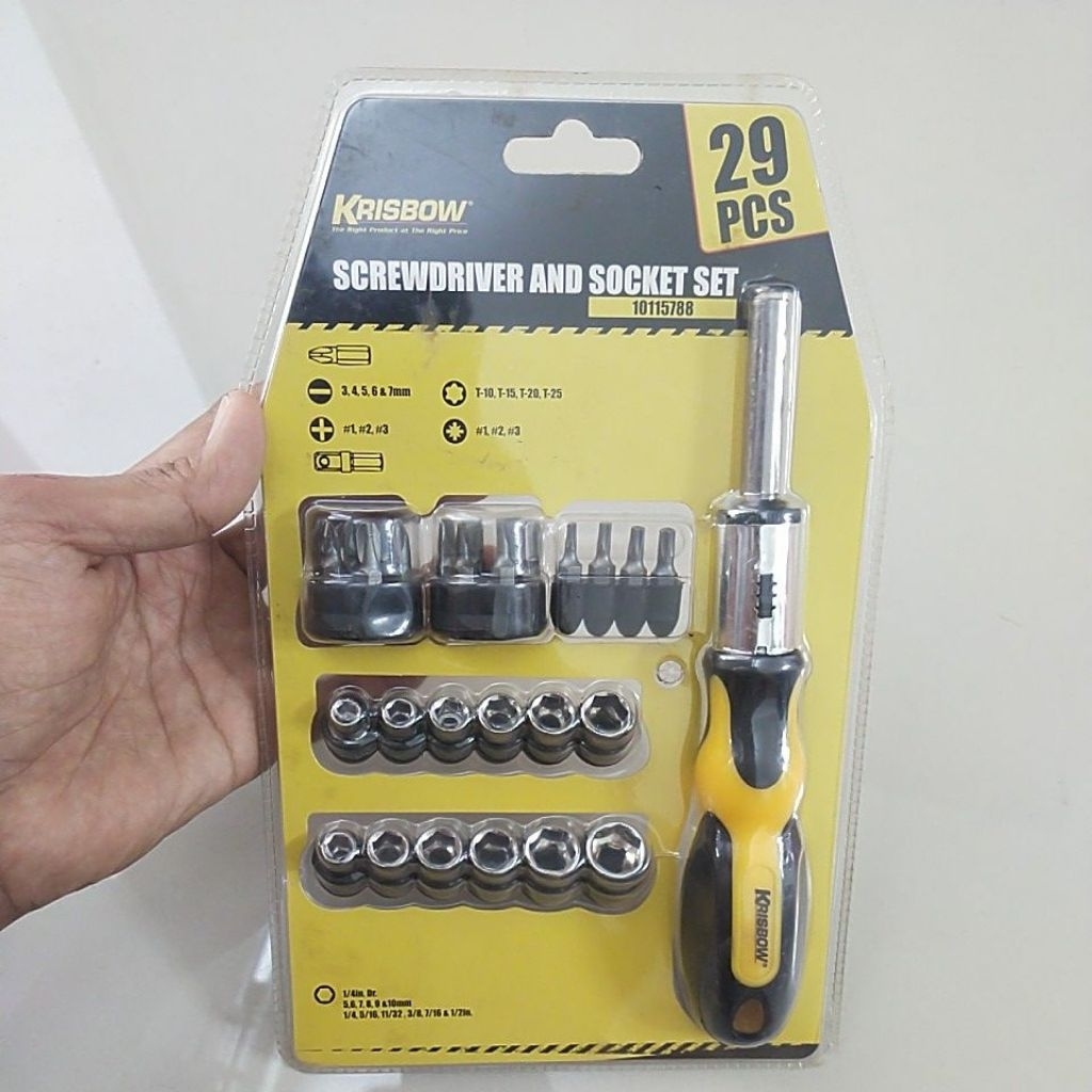 Obeng socket 29 pcs lengkap / screwdriwer & socket set krisbow