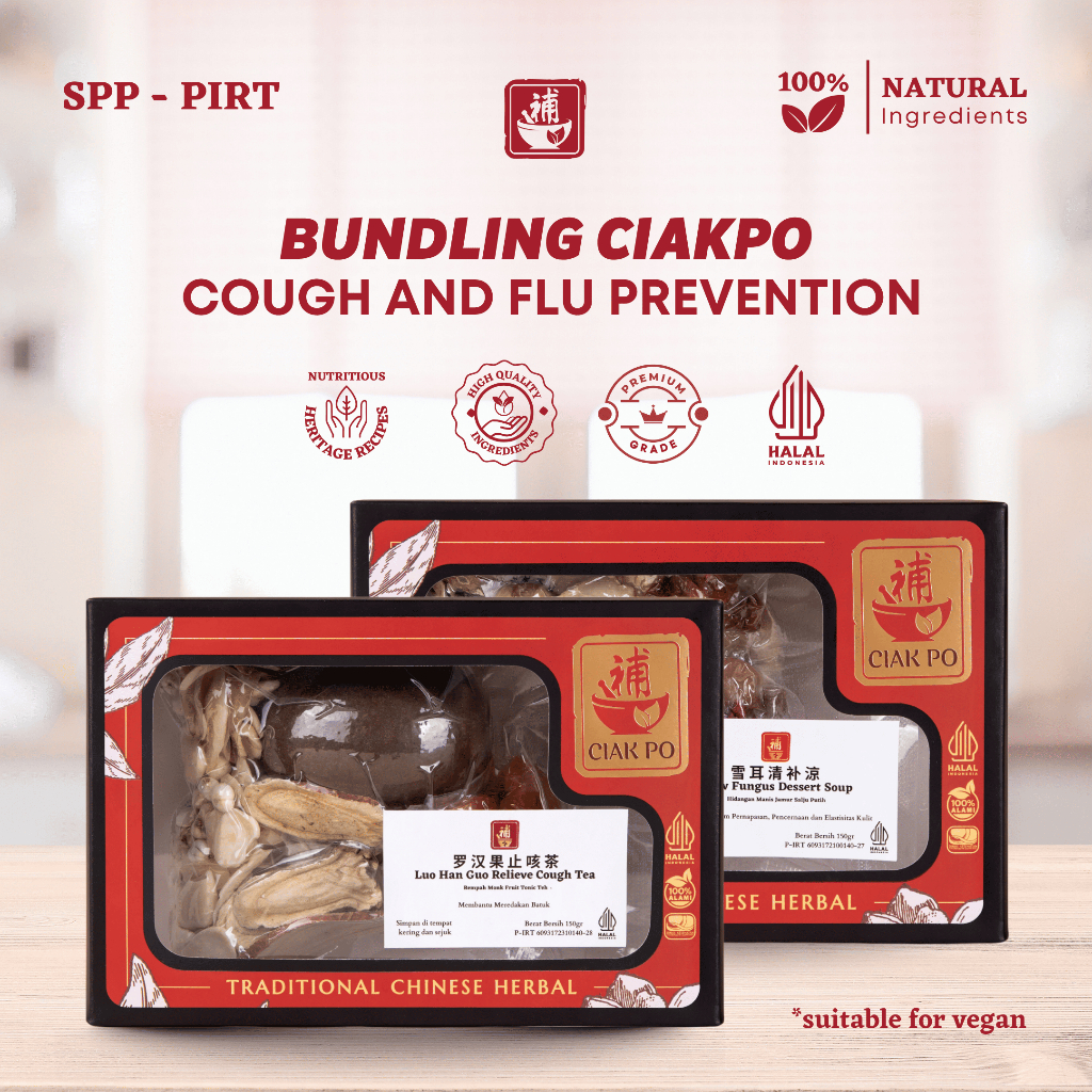 

Ciak Po - Bundling Cough and Flu Prevention (Luo Han Guo Relieve Cough Tea + Snow Fungus Dessert Soup)