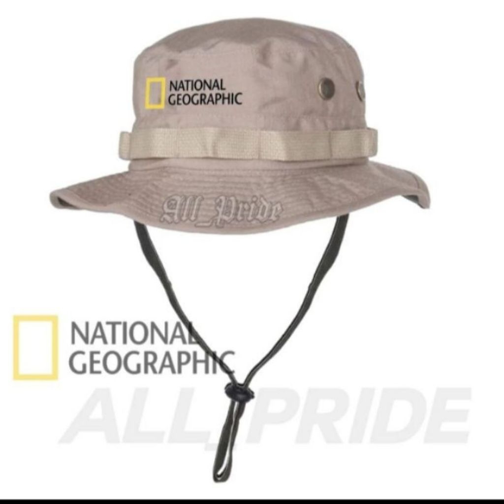 TOPI RIMBA GUNUNG OUTDOOR HIKING CAMPING HAT TALI PREMIUM ORIGINAL LOGO NATIONAL GEOGRAPHIC