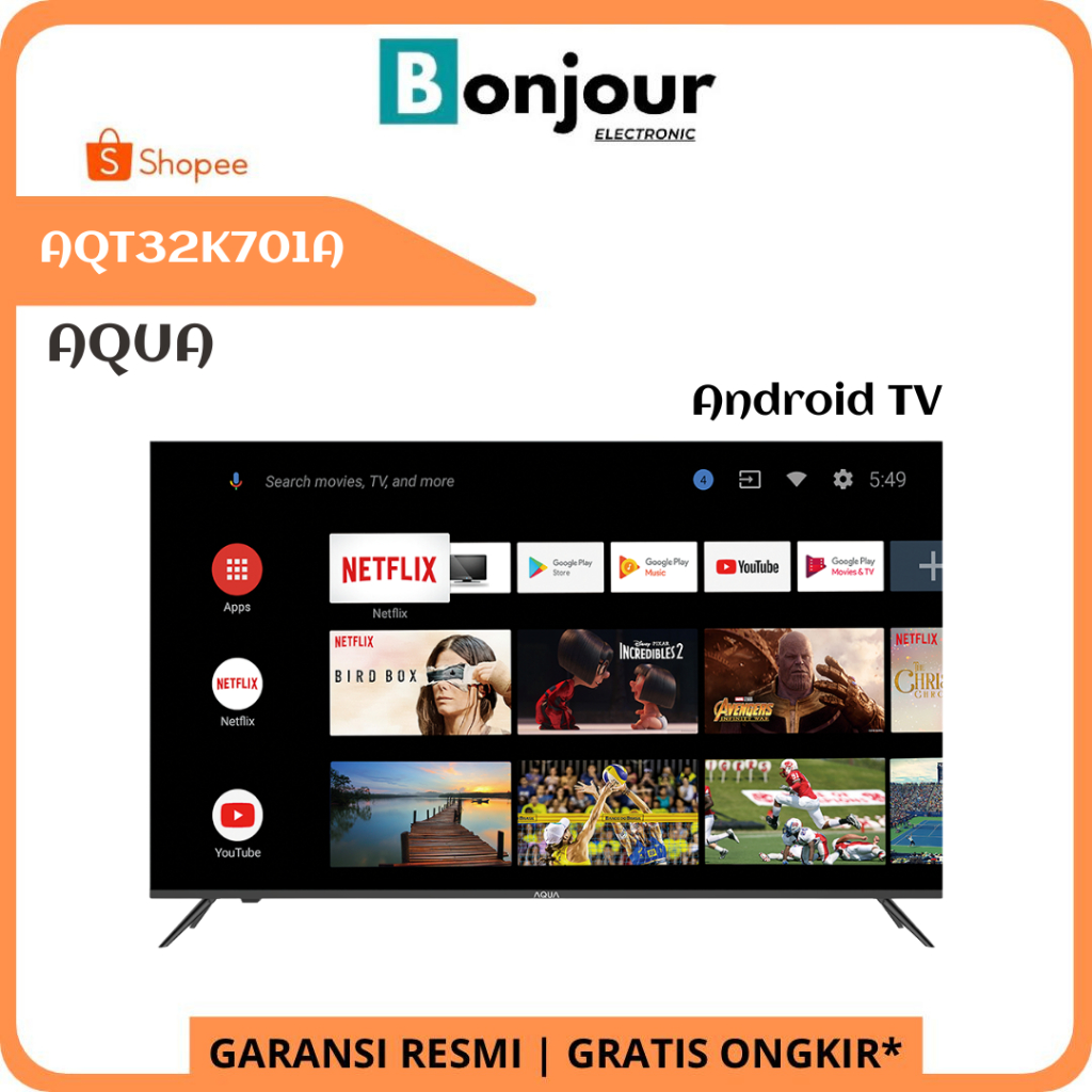TV AQUA AQT32K701A Android TV 32 Inch HD Ready TV AQUA AQT32K701A