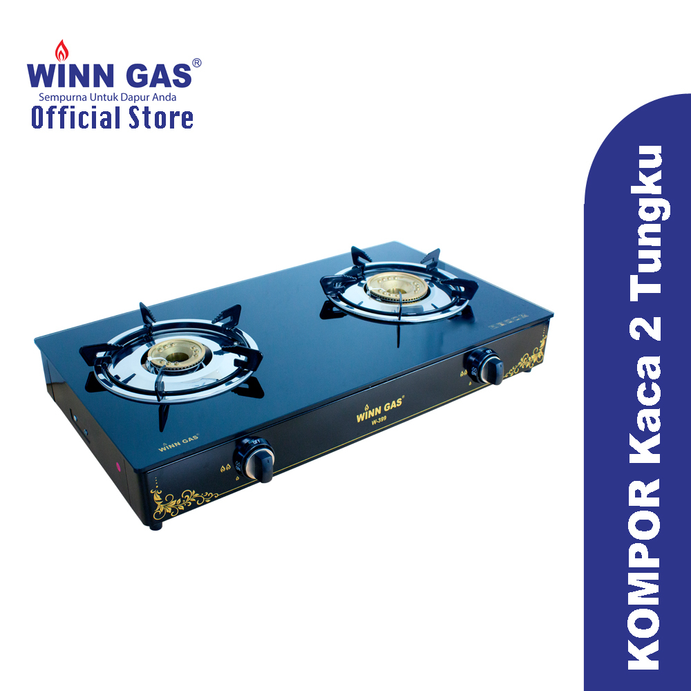 WINN GAS Kompor Gas Kaca W-399 Kompor gas 2 tungku kaca W399 Winn Gas