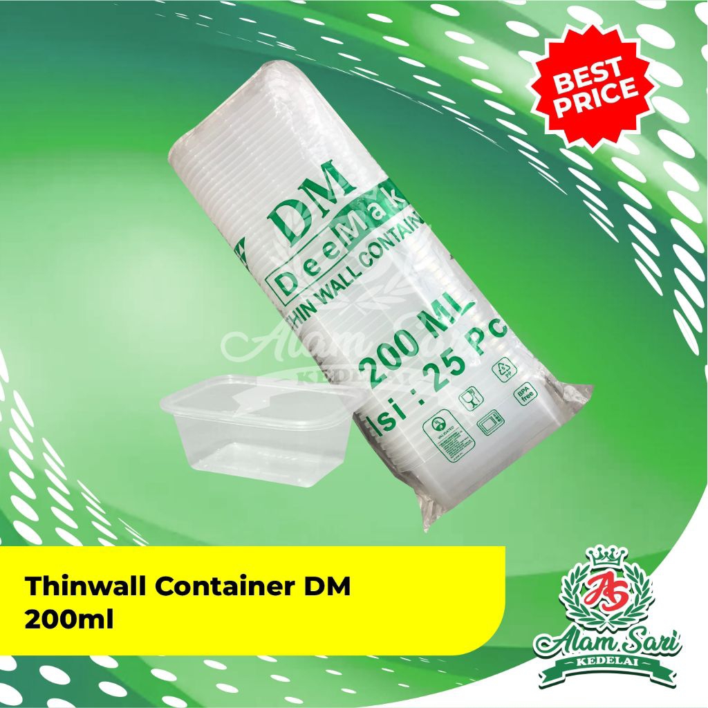ThinWall Container DM 200ML Kotak | Wadah makanan 200ML | Wadah Makanan Plastik | Tempat penyimpanan