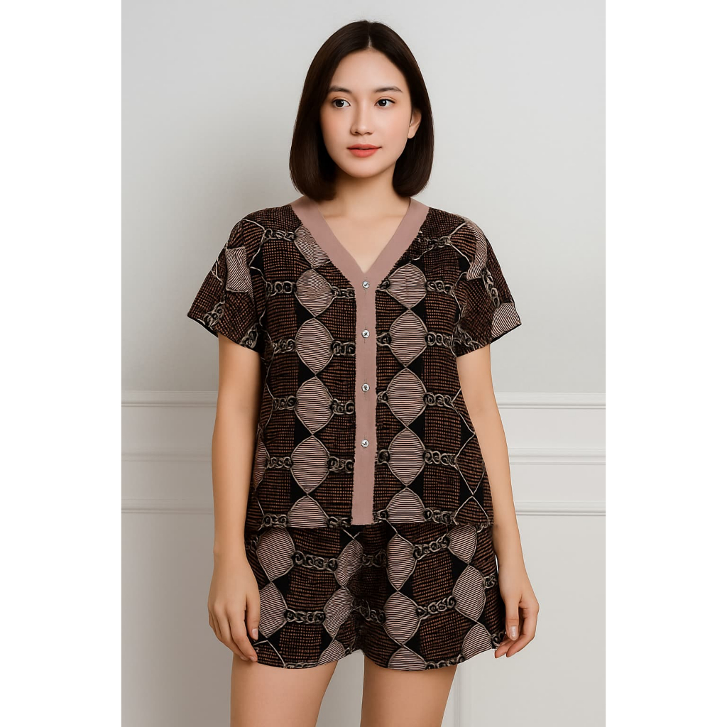 Baju One Set Wanita Kekinian/Onset Bahan Rayon/Setelan Baju Wanita Lengan Pendek/Onset Kekinian