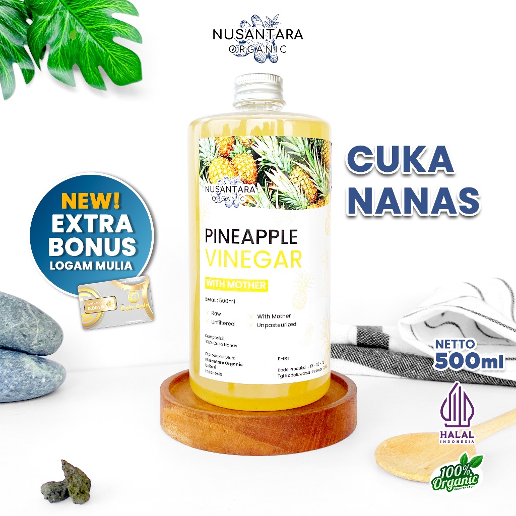 

Nusantara Organic Cuka Nanas Asli Buah Fermentasi Organik Vinegar With Mother Sehat Alami 500ml