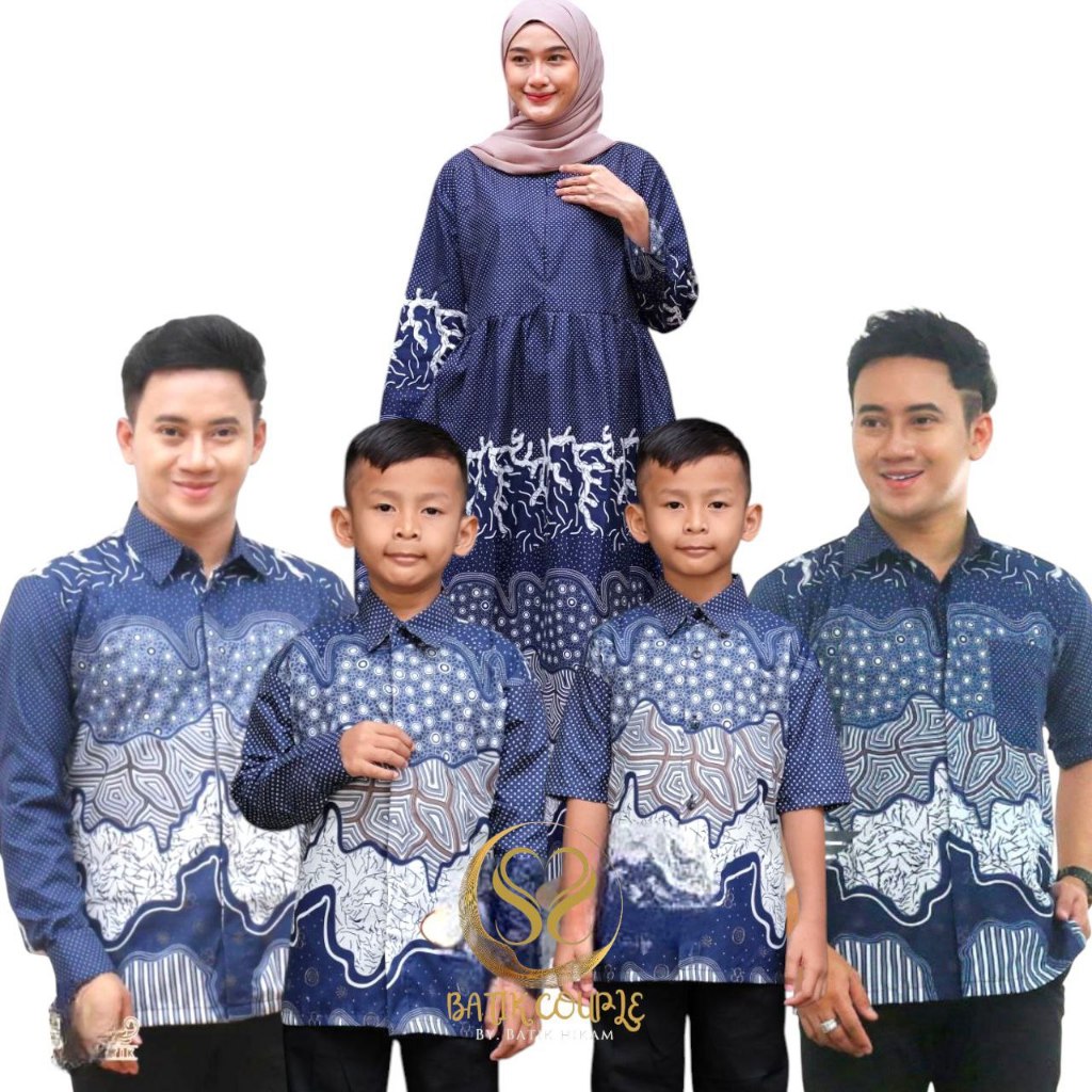 BATIK COUPLE- (COD) COUPLE BATIK KELUARGA WARNA BIRU||BAJU BATIK PASANGAN DAN ANAK COWOK HARGA PISAH