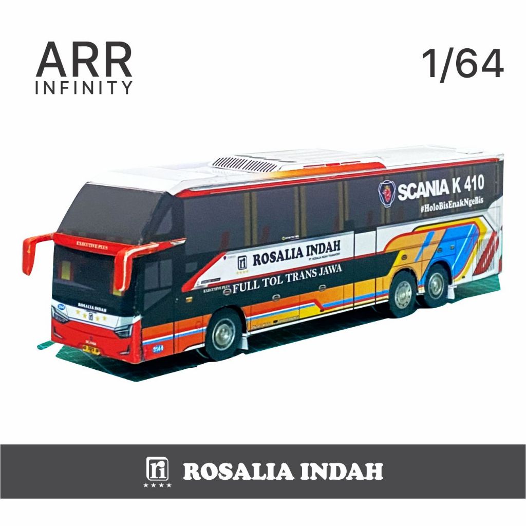 Miniatur Bus Rosalia Indah Legacy SR3 XHD Ultimate Laksana 1/64 Papercraft Bus