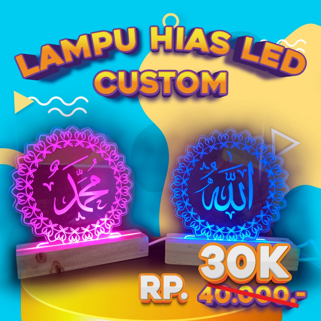 LAMPU HIAS LED 3D CUSTOM / Lampu Akrilik / Cuting Akrilik / Lampu Tidur Lucu  Akrilik 3D Malam Led