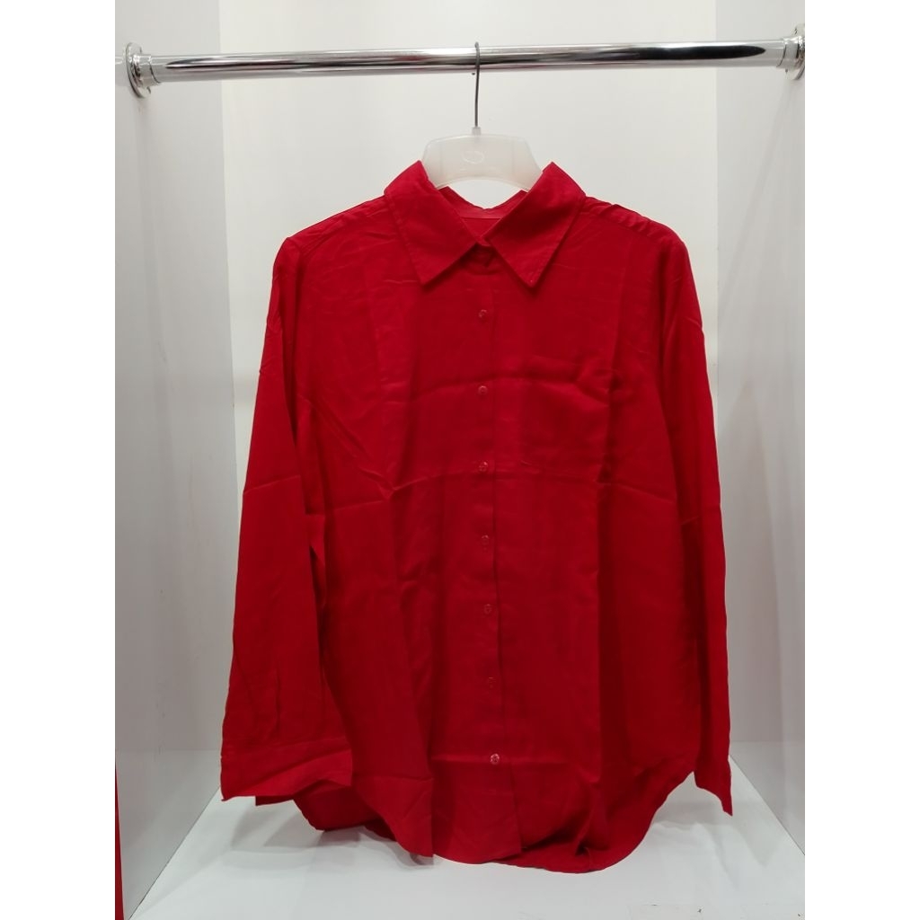 kemeja merah/kemeja agustusan/kemeja wanita/kemeja rayon/kemeja simple/kemeja rayon/kemeja /kemeja n