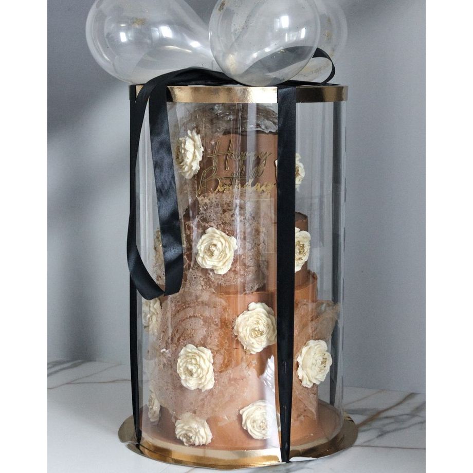 D50 x T70 Cm Cake Box Bulat Mika Tinggi 20 inch Transparent Round Wedding Box