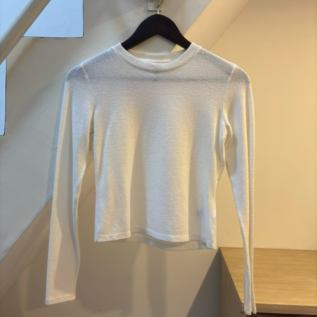 h&m long sleeve top kaos lengan panjang putih white
