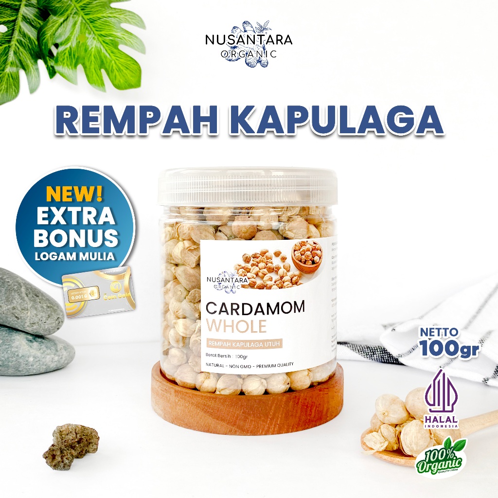 

Nusantara Organic Kapulaga Utuh Pilihan Rempah Kering Cardamom Whole Bumbu Dapur Sehat 100gr