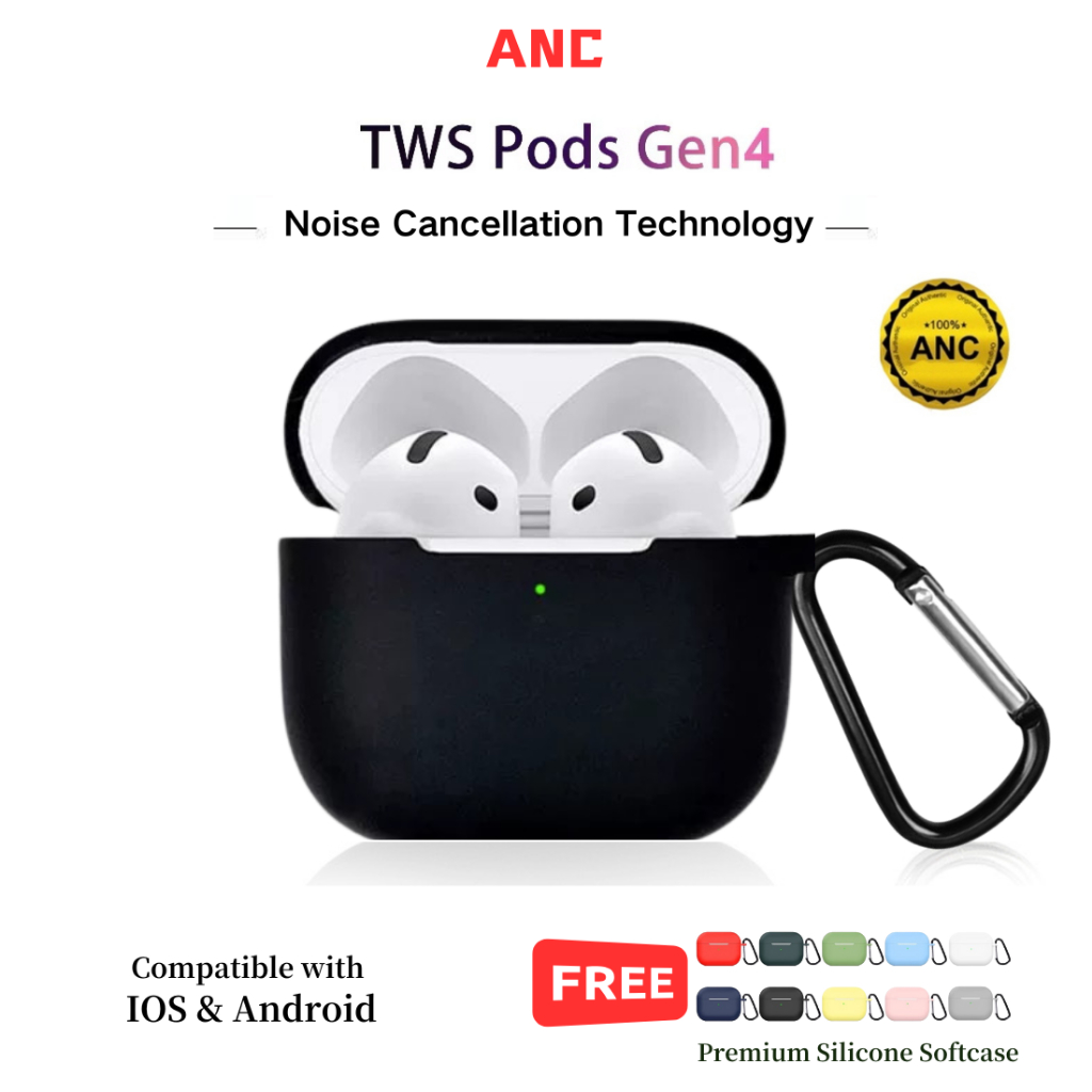 ANC TWS Pods Gen 4 Earphone Bluetooth headset bluetooth Original headset gaming with Wireless Chargi