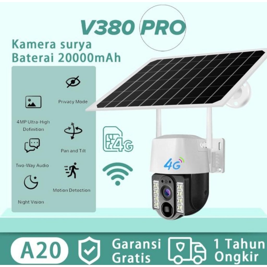 Cctv outdoor solar panel 4G bisa pakai sim card dan memory card waterproof