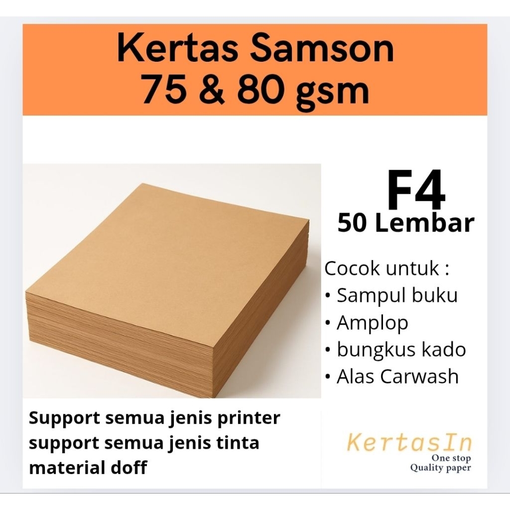 

Kertas Samson Coklat 75 & 80 gsm – F4 Isi 50 Lembar – Untuk Nota, Bungkus, Craft & UMKM