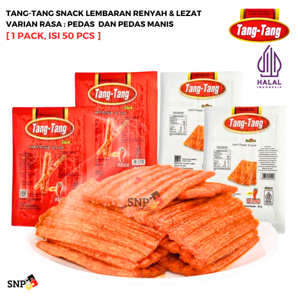 

TANG-TANG SNACK LEMBARAN RASA PEDAS [1 PACK, ISI 50 PCS]