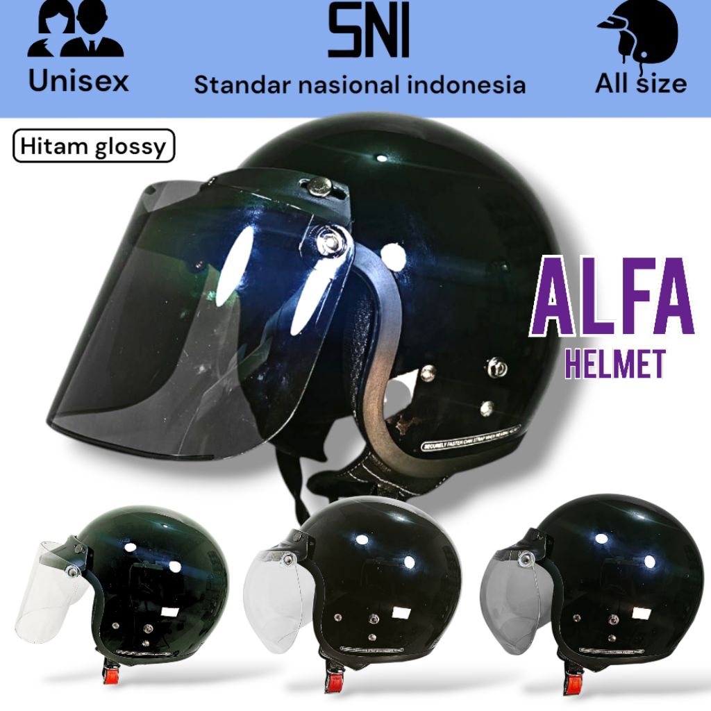 Helm Retro Cargloss / Helm Model Cargloss Dewasa #HITAM GLOSSY #COWO CEWE DEWASA || FREE VISOR