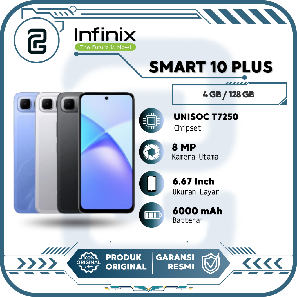 Infinix Smart 10 Plus 8/128 GB Smartphone Gaming HP Murah Android Garansi Resmi