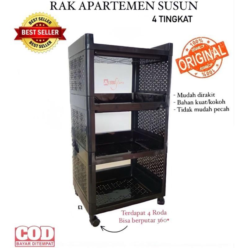 PROMO RAK YOYO 4 SUSUN DENGAN RODA / RAK APARTEMEN SUSUN 4 TINGKAT / RAK PENYIMPANAN SERBAGUNA / RAK