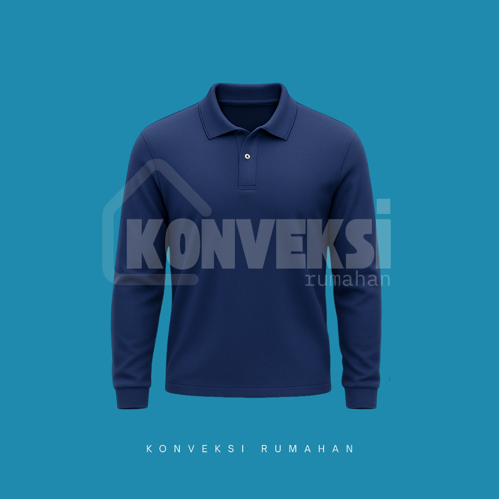kaos kerah panjang [navy polos] / kaos kerah pria / kaos kerah panjang / wangky panjang