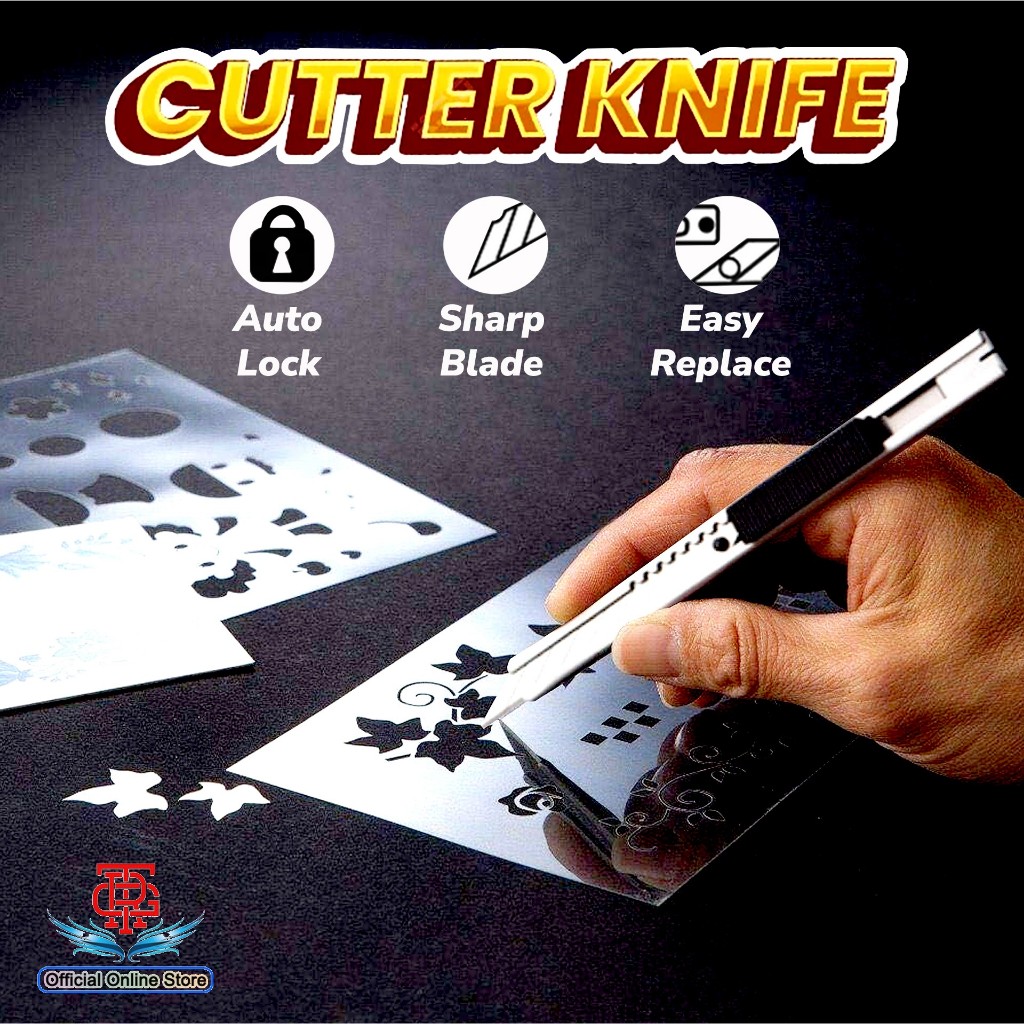 

Mini Cutter Stainless Steel SK5 Pisau Karter Kater Kecil Baja Seni Pemotong Kertas Small Samoyed Art Knife 9 MM Blade A300