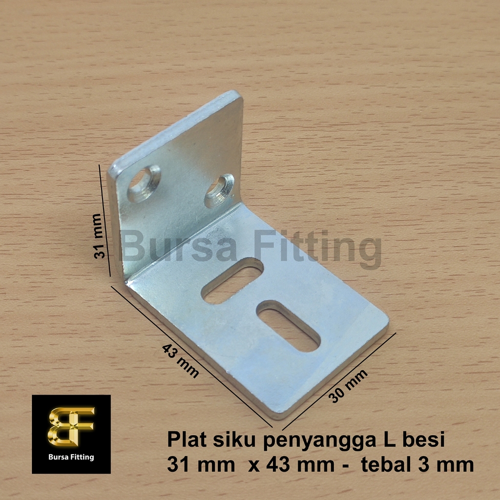Plat siku besi L 31 x 43 / bracket siku / ambalan besi / ambalan / partisi papan / ambalan kayu / si