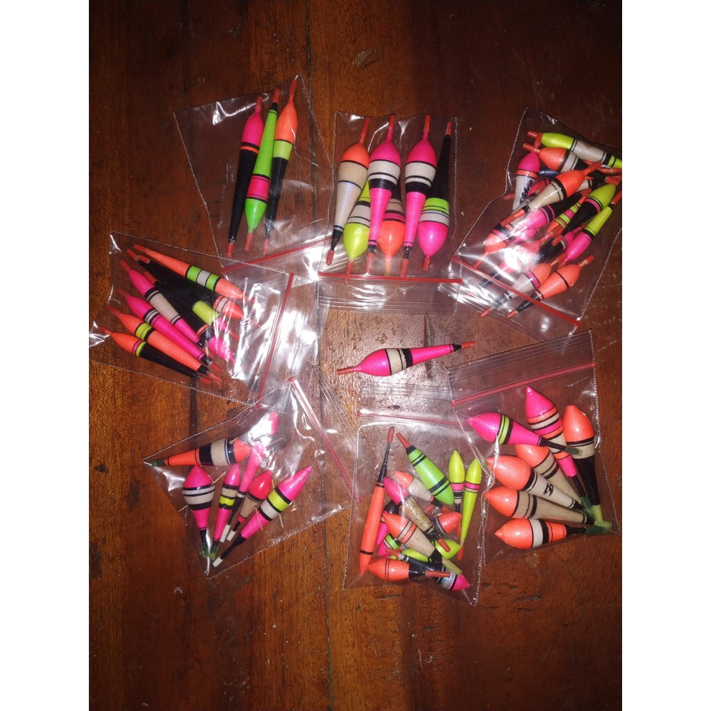 pelampung / kambangan / kumbul, karet jepit  (kayu balsa)