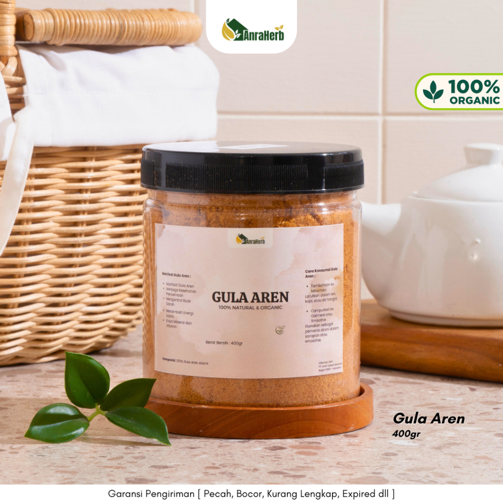 

AnraHerb Bubuk Gula Aren 400gr Organik | Pemanis Alami Rendah Glikemik Sumber Energi Sehat