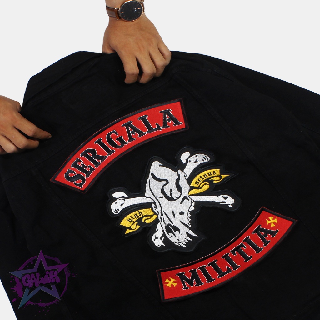 PATCH SERIGALA MILITIA satu set isi 3 pcs patch besar untuk di belakang jaket aksesoris tambahan bac