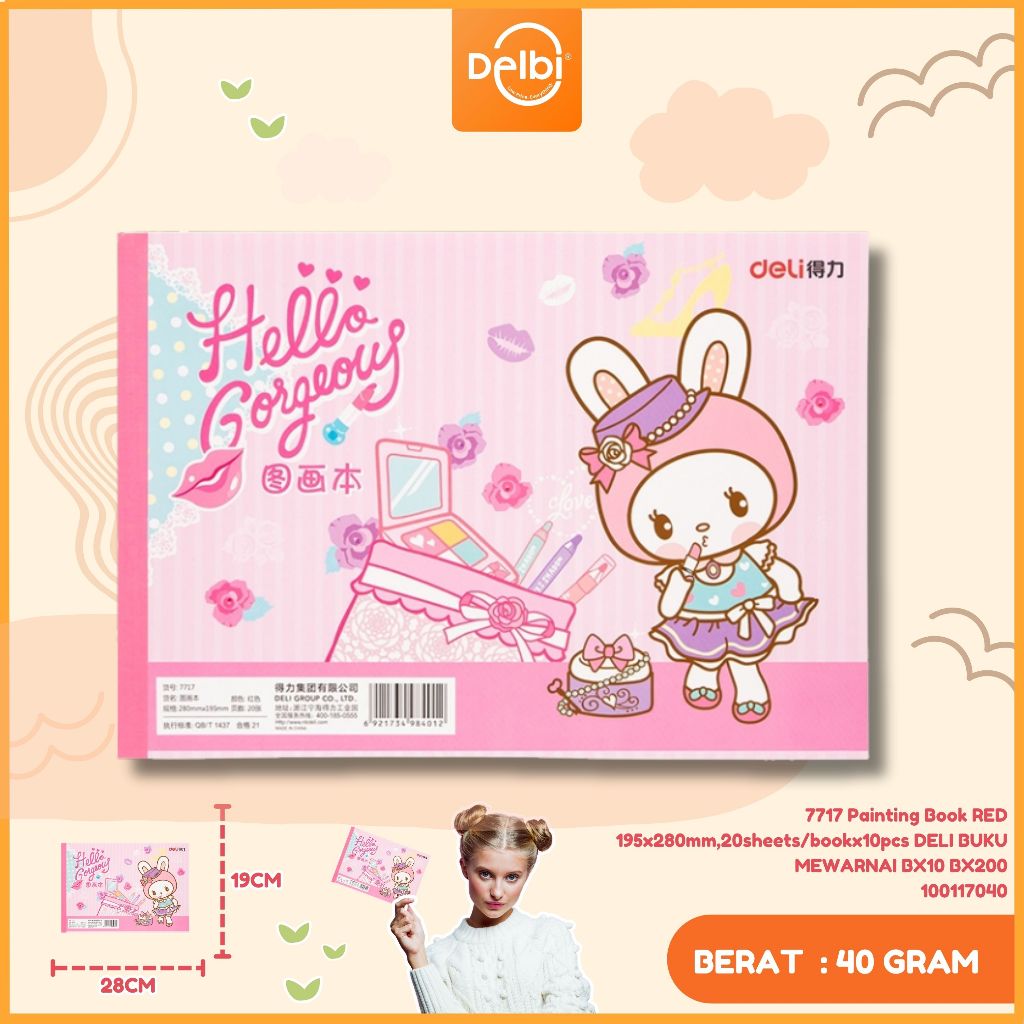 

7717 Painting Book RED 195x280mm,20sheets/bookx10pcs DELI BUKU MEWARNAI