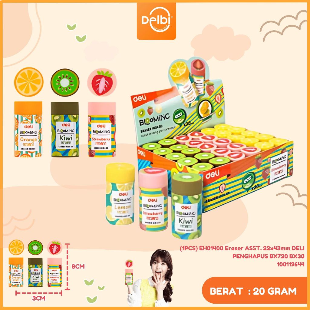 

(1PCS) EH01400 Eraser ASST. 22x43mm DELI PENGHAPUS