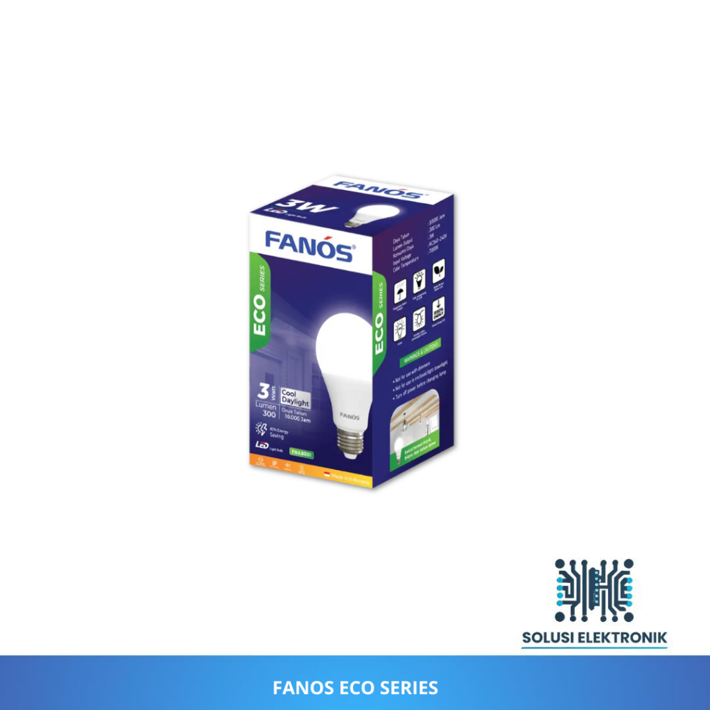 Fanos Eco 3W Lampu LED Bohlam Cahaya Putih Cool Daylight Bergaransi