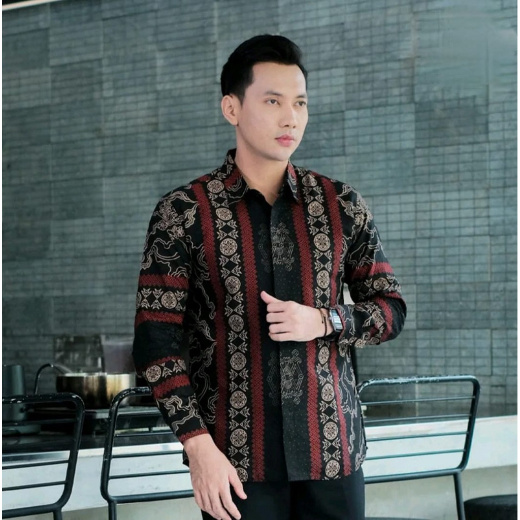 LURIK Baju Batik Pria Slim fit Original Lengan Panjang Lapis Puring modern