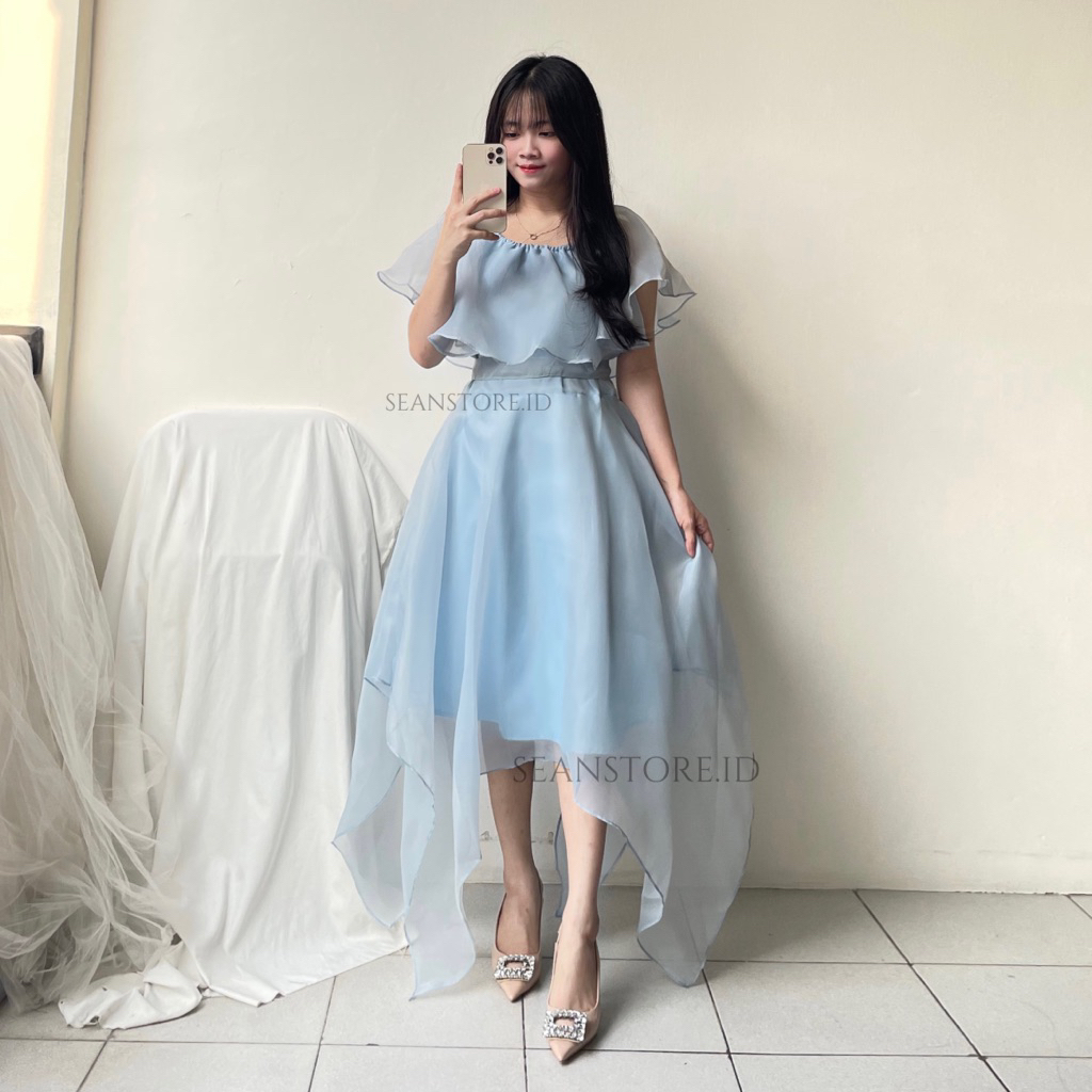 Diskon` Gaun Wanita Populer Organza Dress Premium Gaun Bridemaids Dress Gereja Natal Dress
