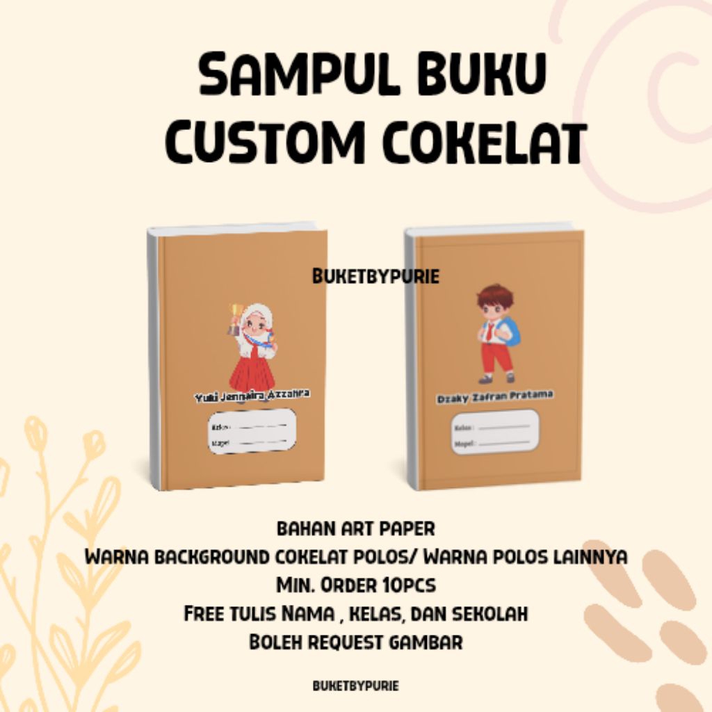 

SAMPUL BUKU COKELAT CUSTOM (MIN.ORDER 10 PCS)