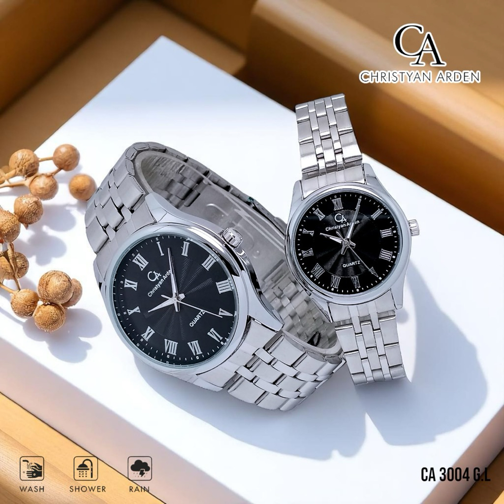 Jam Tangan Couple Anti Air Christyan Arden 3004 G.L Jam Tangan Cowok Jam Tangan Cewek Rantai Halus