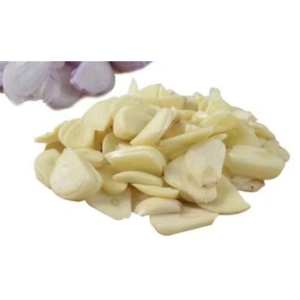 

Bawang putih kupas iris2 250gram
