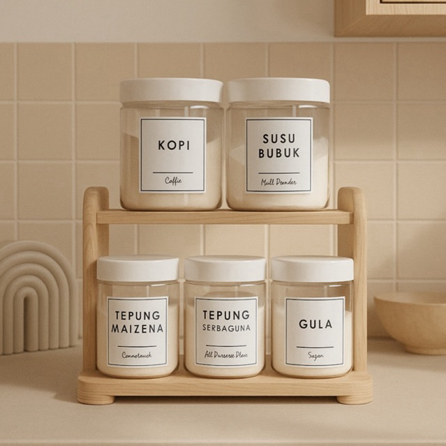 Toples Bumbu Dapur Toples Estetik Wadah Bumbu Free Stiker Free Sendok