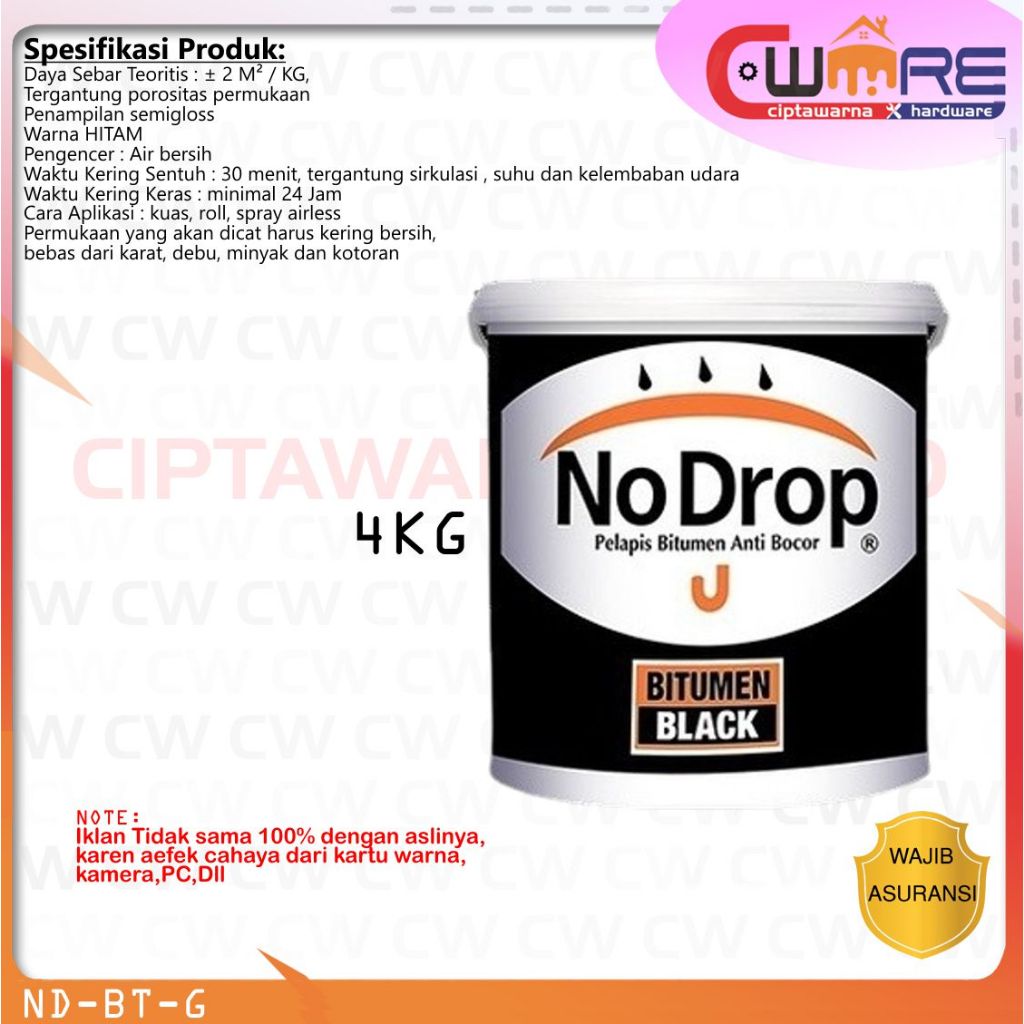 No drop Bitumen Black Hitam Cat Aspal Pelapis Tandon Dinding Atap Anti Bocor Flingkut campuran air -