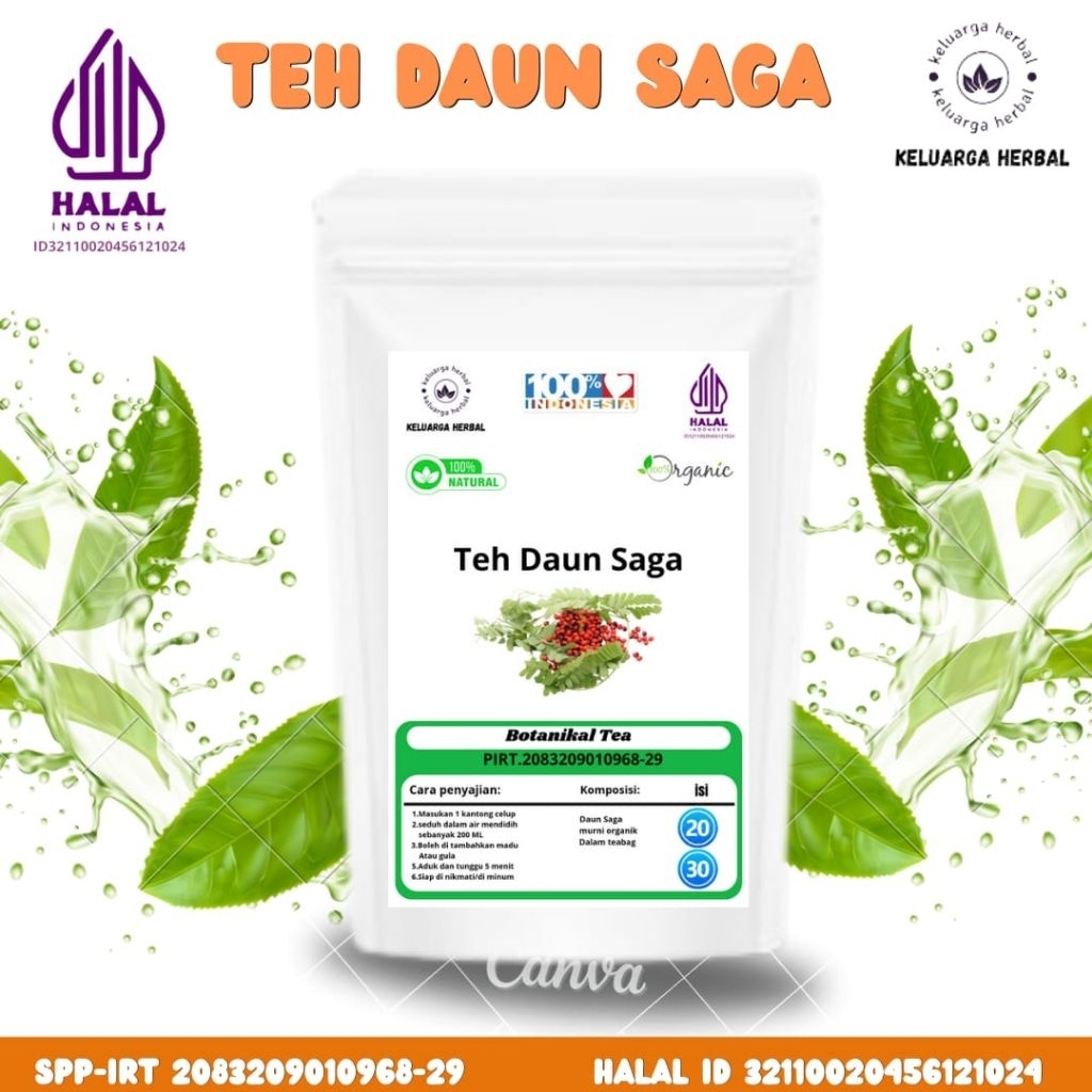 

KELUARGA HERBAL:TEH DAUN SAGA°DAUN SEGE LEAF TEA•ISI 30 TEABAG SIAP SEDUH