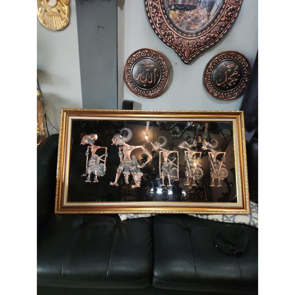Wayang Pandawa Lima Tembaga – Bingkai Premium | Hiasan Dinding Klasik Nusantara