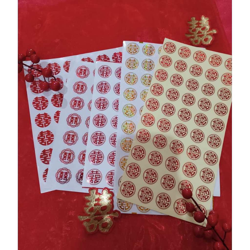 

lieveling Sticker Wedding, Stiker Shuang Xi, Stiker Buah, Stiker Sangjit, Stiker Undangan Wedding